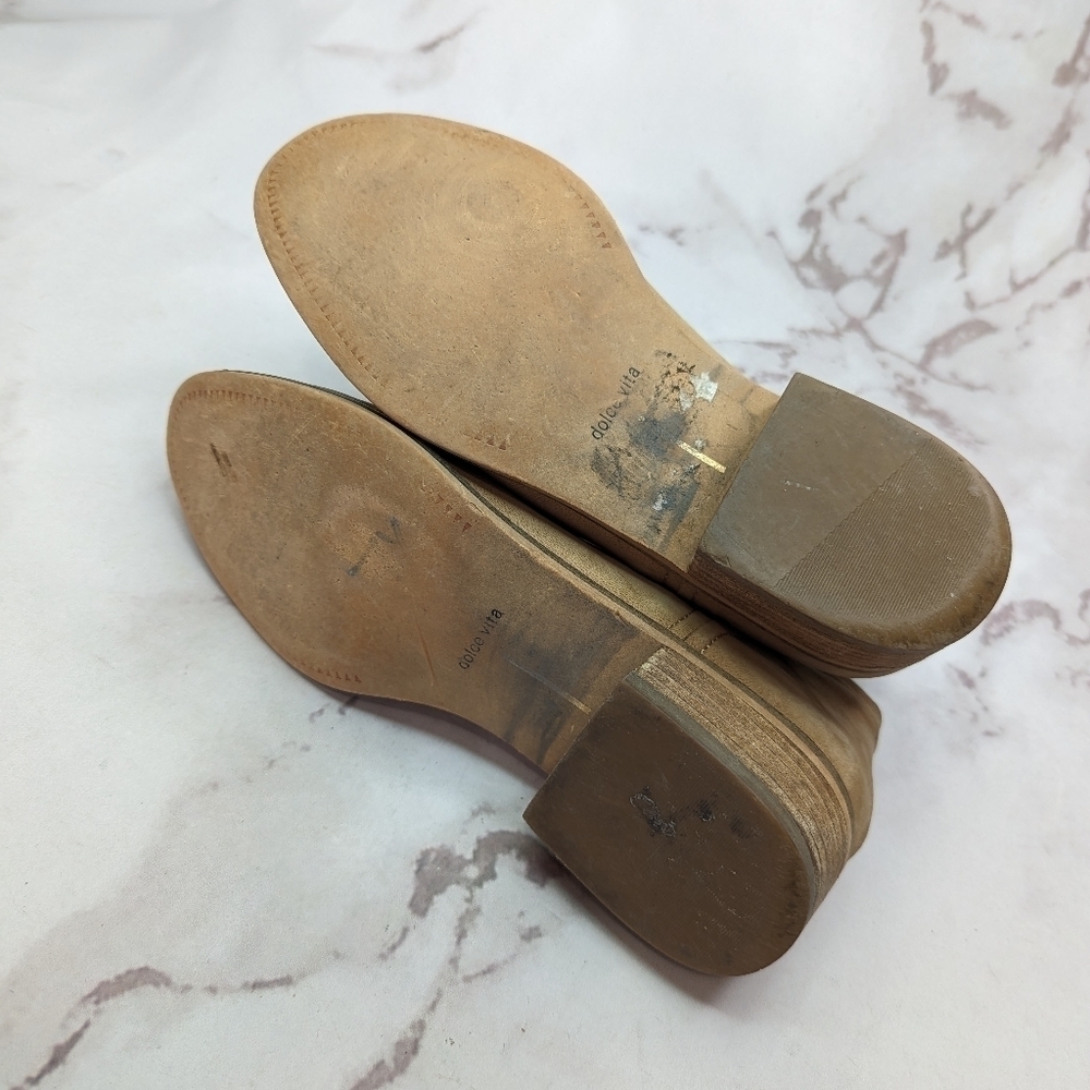 Dolce Vita Bootie Women 7 Ankle Nubuck Leather Brown Tan Chelsea Slip On Boot - Picture 10 of 11